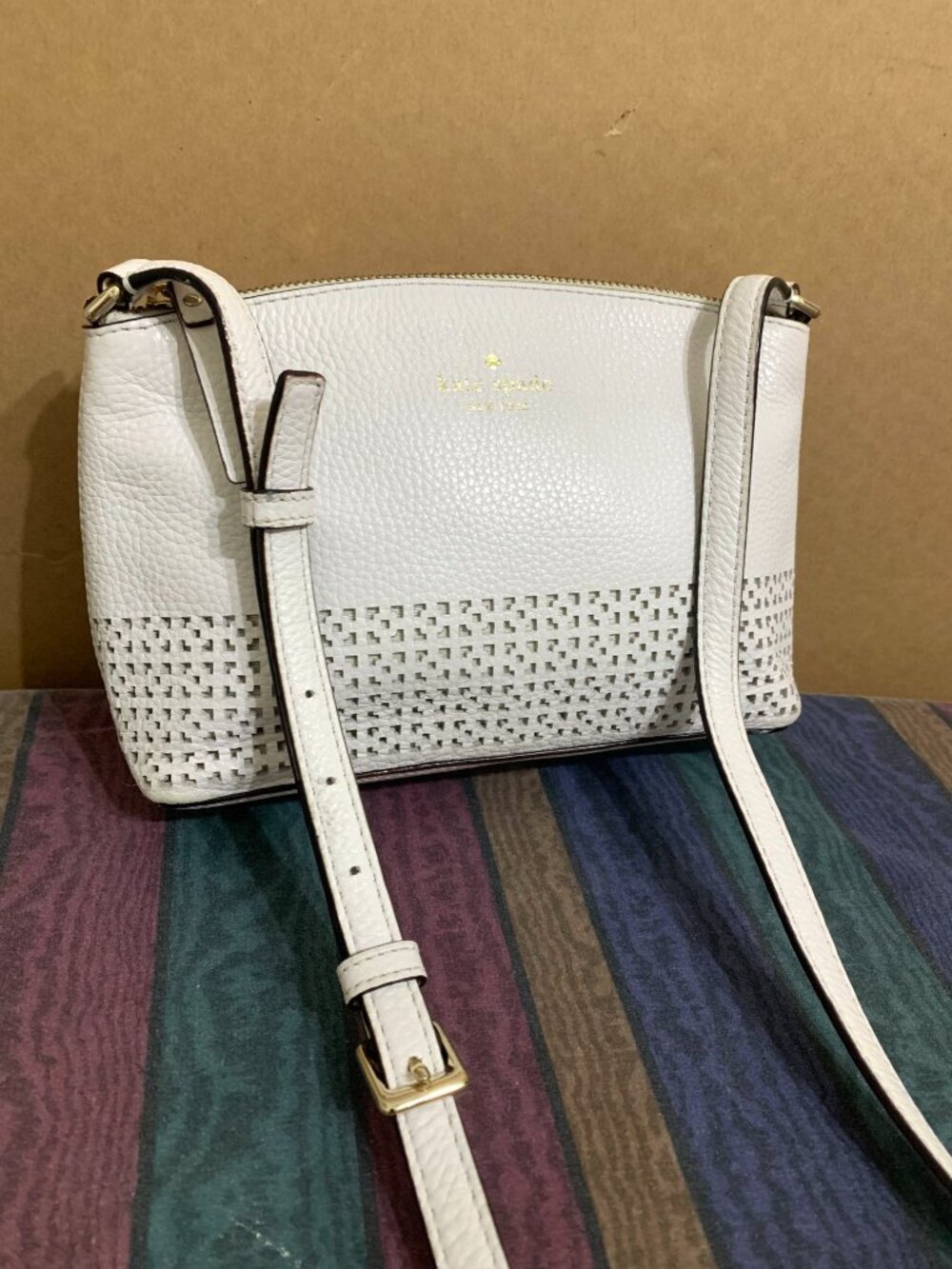 KATE SPADE Alpine White WAKEFIELD LN MILLIE Perforated Leather Crossbody